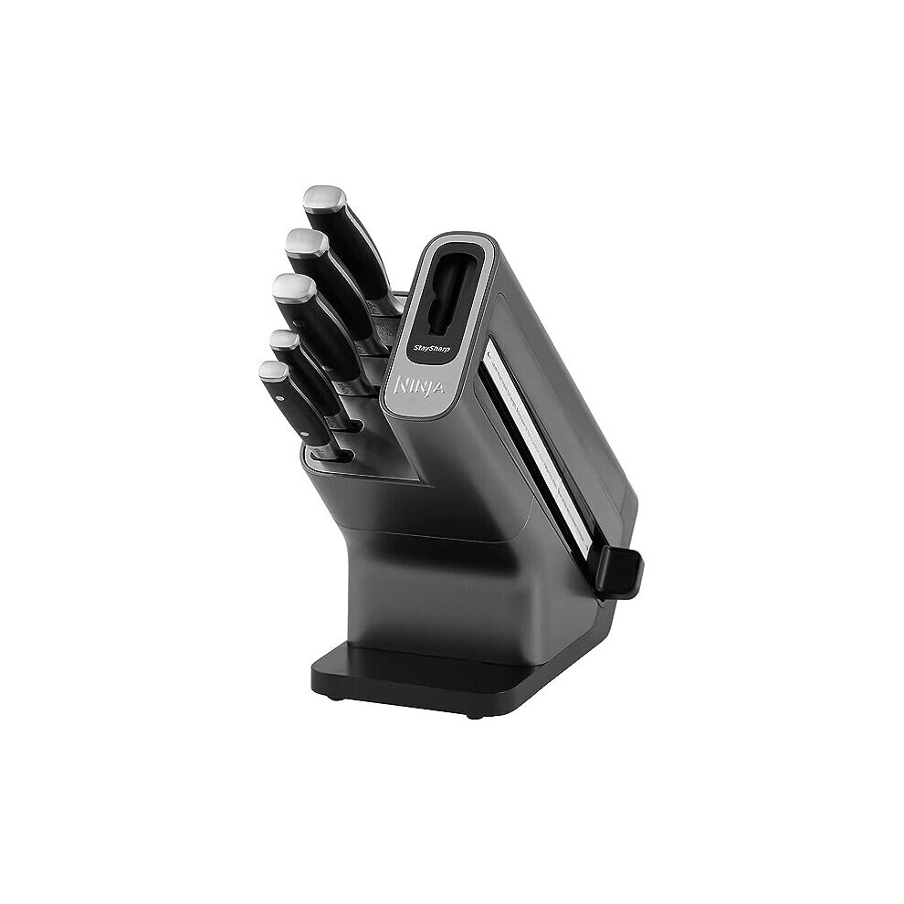 Ninja Foodi StaySharp Knife Block [K32005UK] with Integrated Sharpener, 5-Piece Set, Stainless Steel,Silver / Black