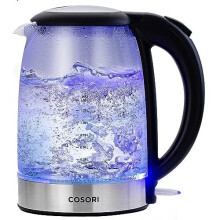 COSORI Electric Kettle Glass, Fast Boil Quiet, 3000W 1.5L with Blue LED, Stainless Steel Filter, Boil-Dry Protection, Black, BPA Free