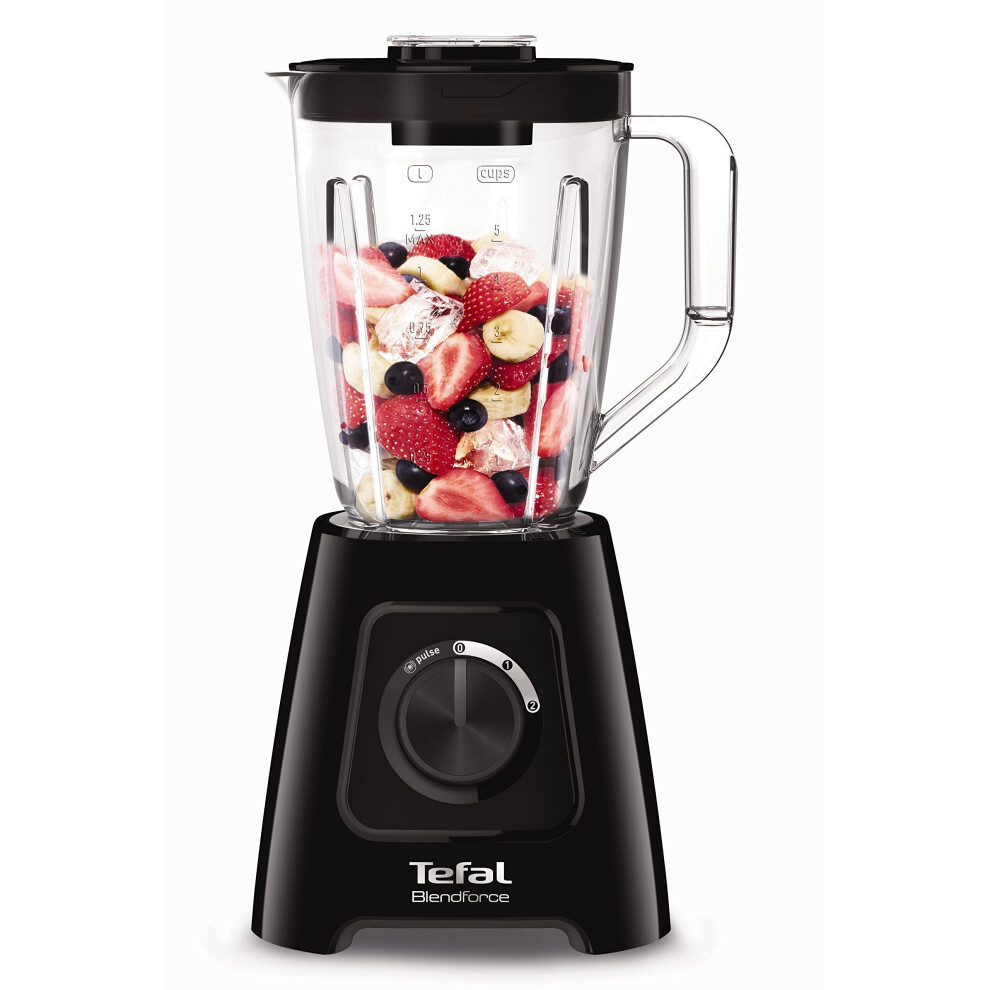 Tefal Blendforce II Blender, 1.75L Plastic Jug, 600W, 4 Removeable Stainless Steel Blades, 3 Programs + Pulse, Black, BL420840