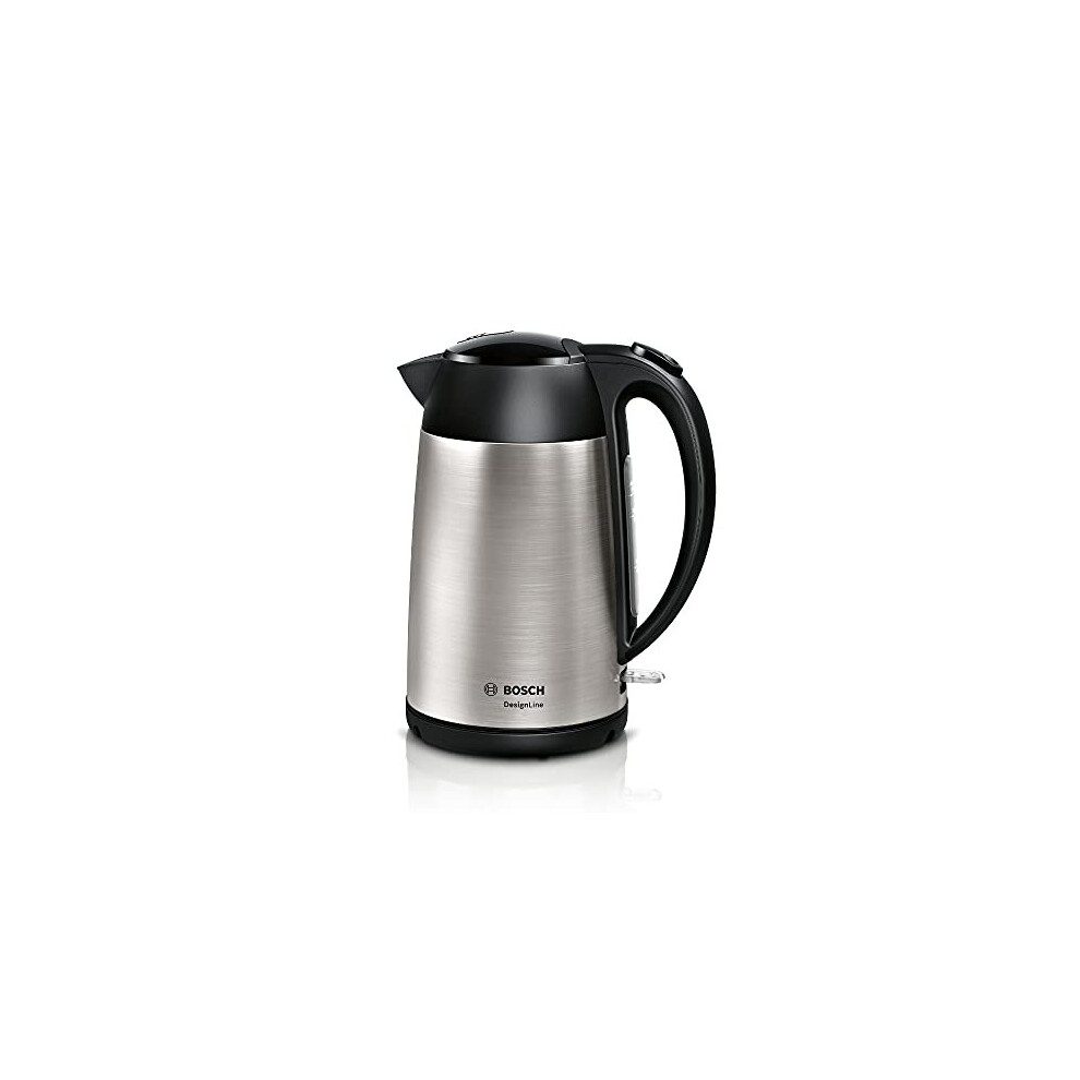 Bosch DesignLine TWK3P420GB Stainless Steel Cordless Kettle, 1.7 Litres, 3000W - Silver & Black