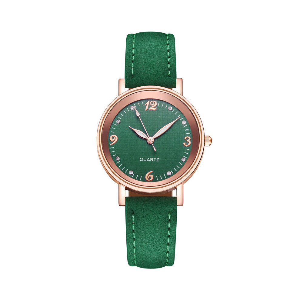 (Green) Women Quartz Analog Wrist Watch Leather Strap Casual Fashion Decoration Gift