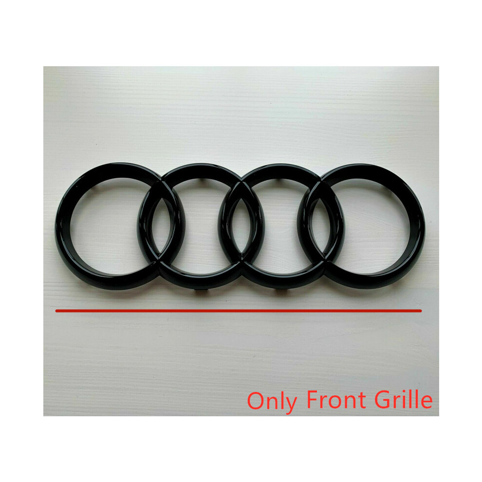 (Black Gloss, 285CM) Audi Badge Rings Set Front Grille Rear Boot A3 A4 A5 A6 A7 Q3 Q5 Q7 Q8 S6 S7 TT