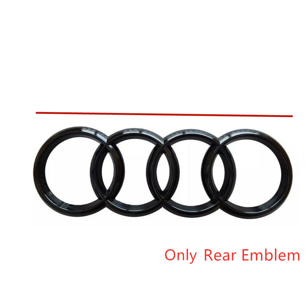 (Black Gloss, 192CM Curved) Audi Badge Rings Set Front Grille Rear Boot A3 A4 A5 A6 A7 Q3 Q5 Q7 Q8 S6 S7 TT