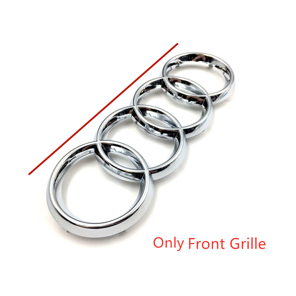 (Silver, 285CM) Audi Badge Rings Set Front Grille Rear Boot A3 A4 A5 A6 A7 Q3 Q5 Q7 Q8 S6 S7 TT