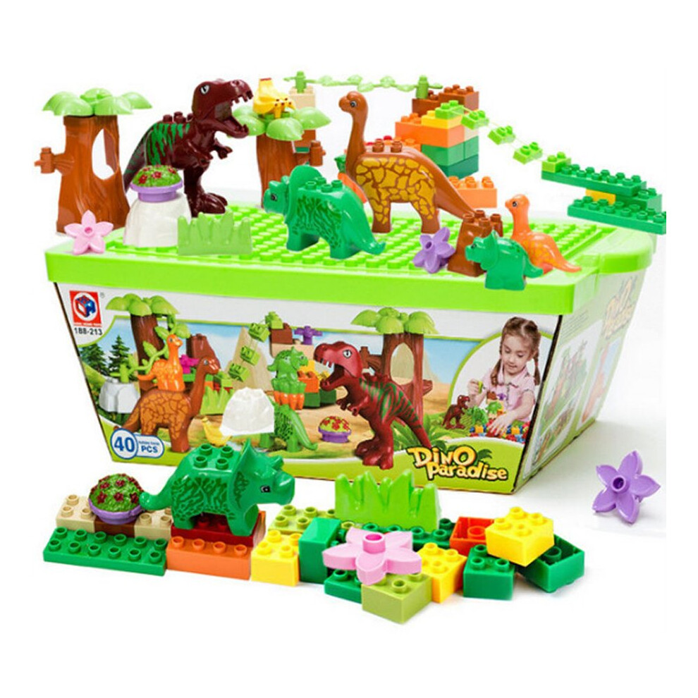 (with box) 40PCS Dinosaur Building Blocks Set Dinosaur World Paradise Model Toys Bricks