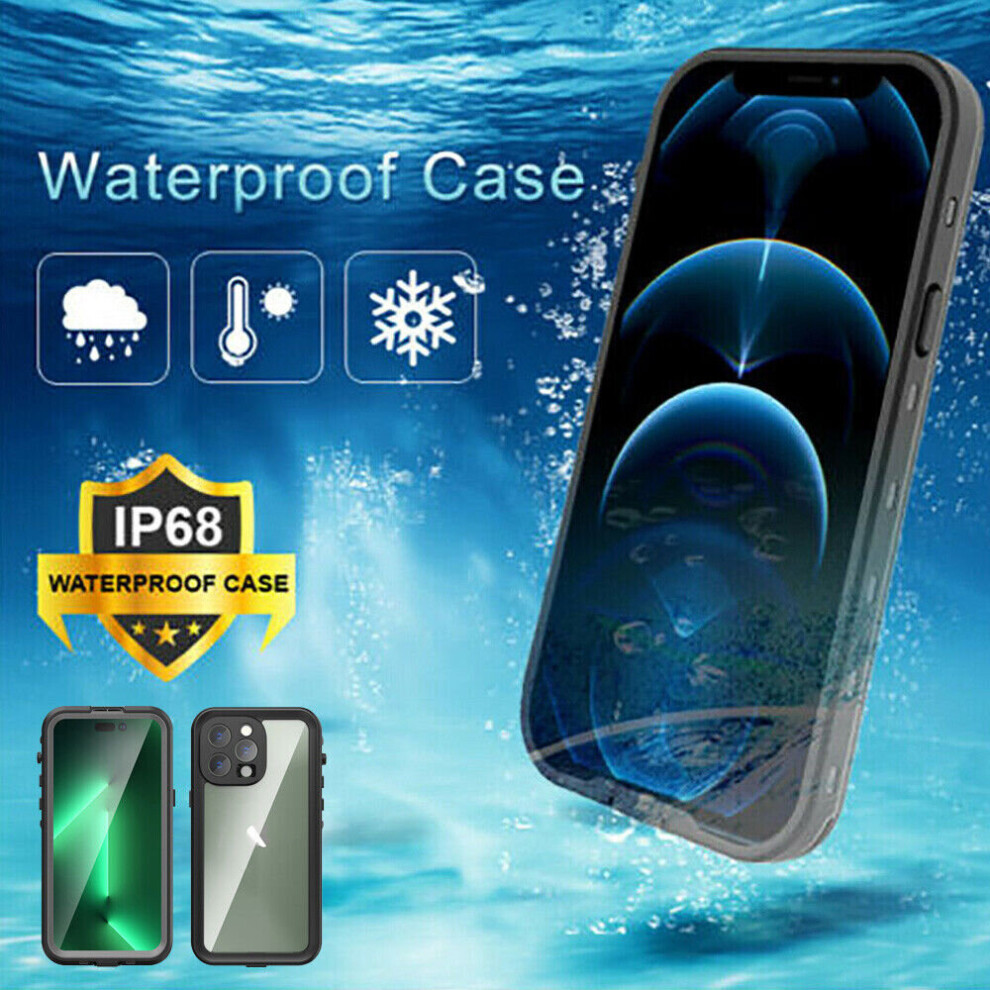 Lanhiem Iphone 14 Pro Max Case, Ip68 Waterproof Dustproof Shockproof Case With Built-In Screen Protector, Full Body Sealed Protective Fron Black 5714122241641