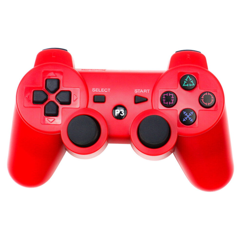 (Red) KINSI Wireless Gamepad Bluetooth PS3 Controller Games Joystick for Sony PlayStation 3, DoubleShock 3, Rechargeable, Motion Sensor, Remote for PS