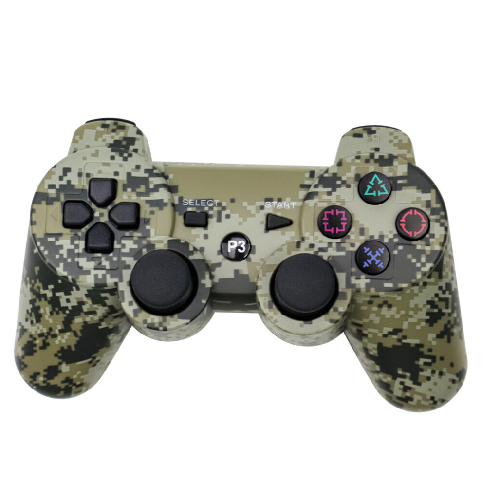 (Green Camo) KINSI Wireless Gamepad Bluetooth PS3 Controller Games Joystick for Sony PlayStation 3, DoubleShock 3, Rechargeable, Motion Sensor, Remote