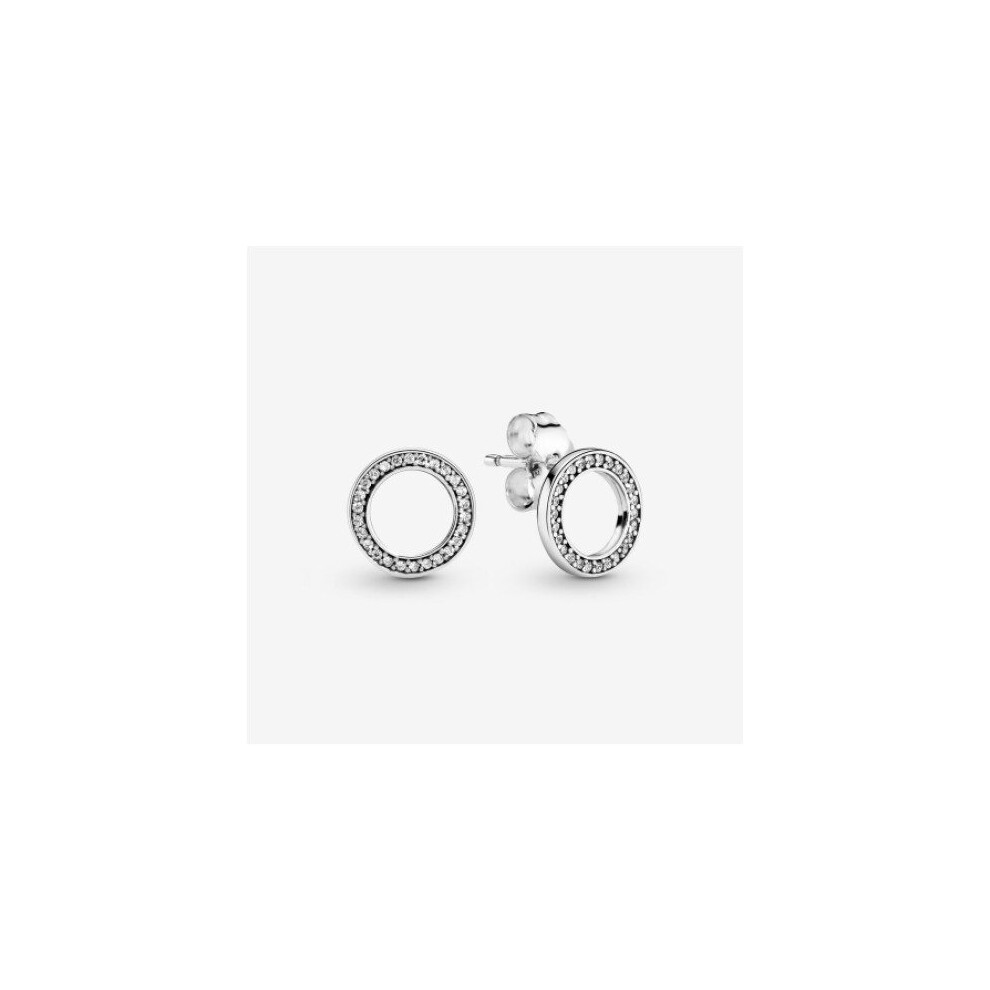 (silver) Pandora Sparkling Circle Stud Earrings