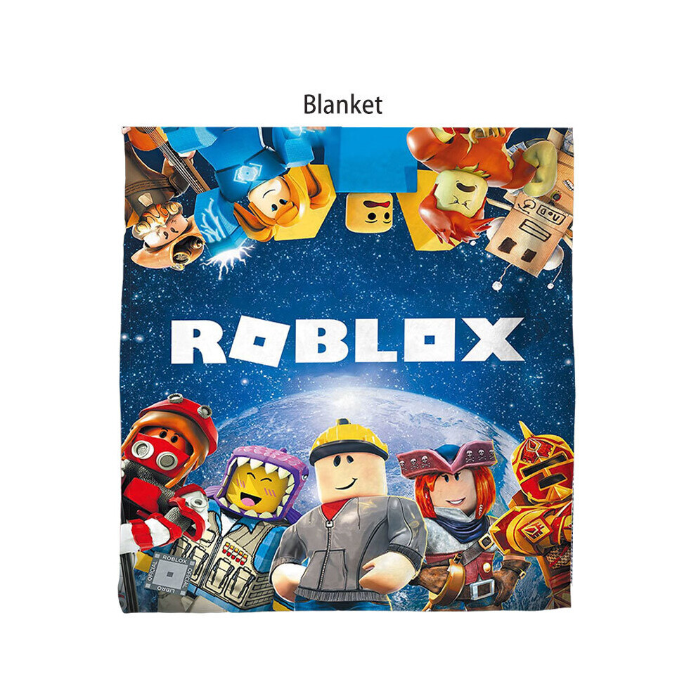 (Style F, 150*200cm/59.06*78.74in) Cartoon Roblox Printed Plush Blanket Home School Office Travel Bedding  Durable