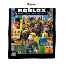(Style D, 130*150cm/51.18*59.06in) Cartoon Roblox Printed Plush Blanket Home School Office Travel Bedding  Durable