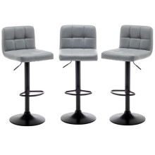 Set of 3 Grey CHICAGO Faux Leather Bar Stools, swivel height adjustable
