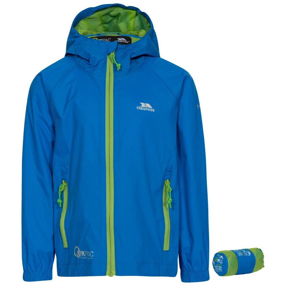 Trespass (7-8 Years, Cobalt) Qikpac Kids Waterproof Jacket
