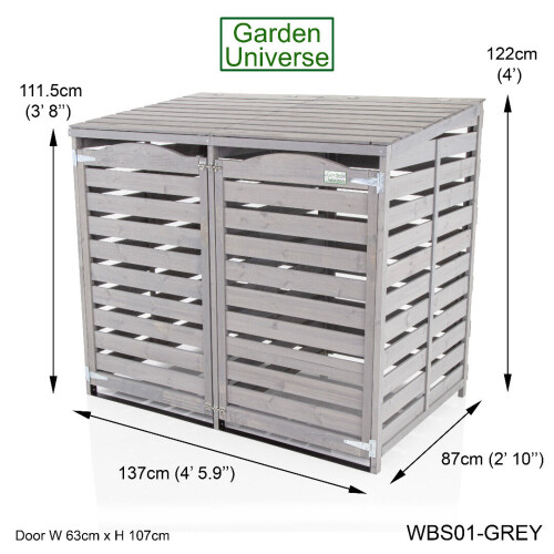 Wheelie Bin Storage Unit by Garden Universe In Grey - WBS01-GREY 1