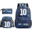 (Blue 2) 3pcs Sets Messi Backpack New Students Capacity School Bags 1
