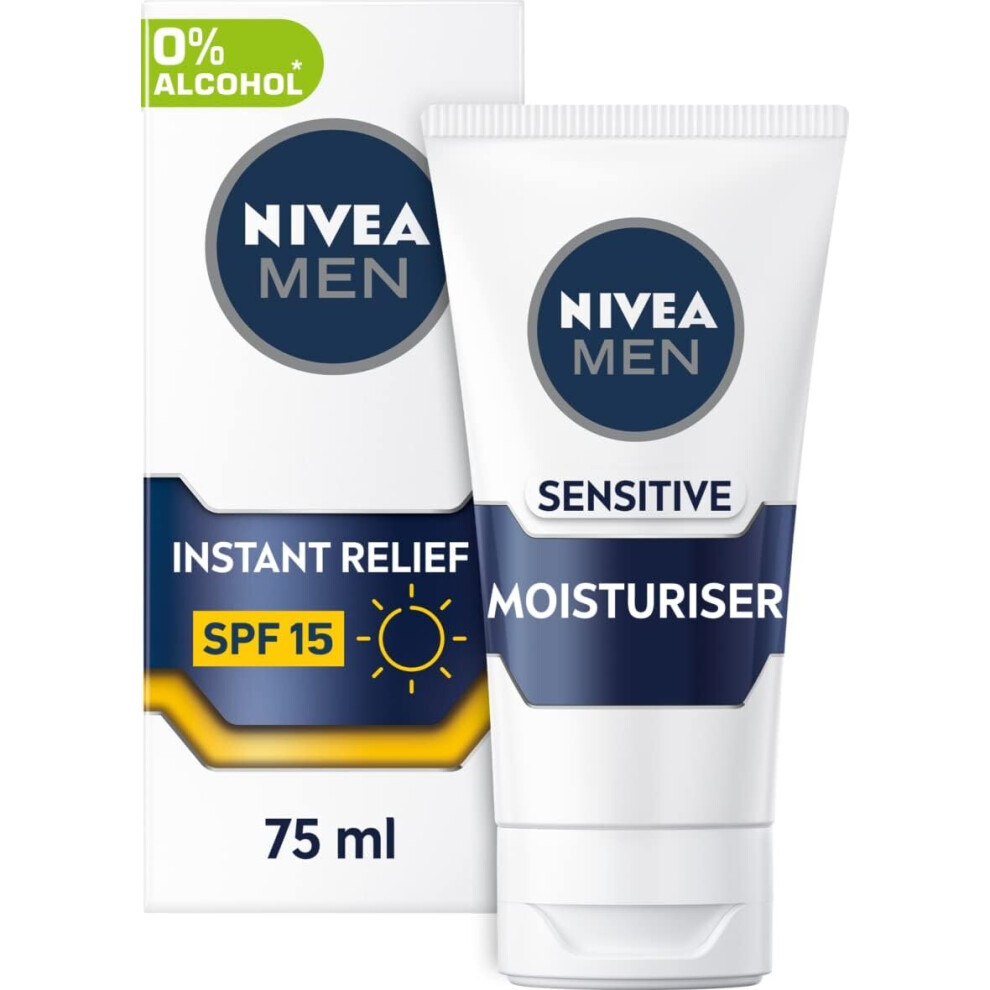 Nivea Sensitive 0% Alcohol Face Moisturiser SPF 15 Instant Relief 75ml