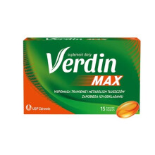 Verdin Max - 15 kapsułek miękkich z ekstraktu Curcuma longa (80% kurkuminy), unikalna płynna formuła kurkumy