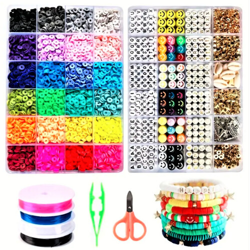 DIY Bracelet Making Kit with Beads and Elastic, 16 Bracelets (4 Colors –  BrightCreationsOfficial