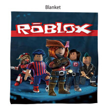 (Style A, 130*150cm/51.18*59.06in) Cartoon Roblox Printed Plush Blanket Home School Office Travel Durable Bedding
