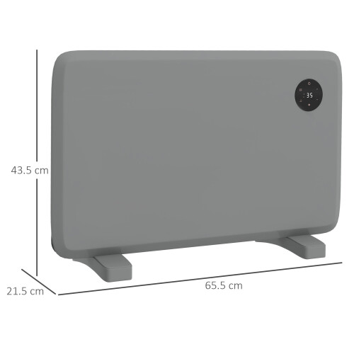Homcom 1200W Electric Convector Heater, Quiet Space Heater with LED Display, Grey 1
