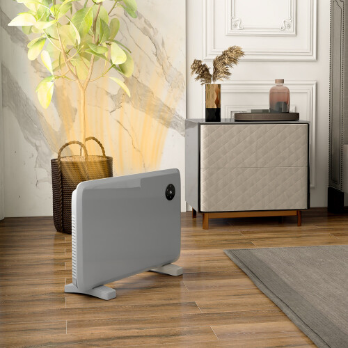 Homcom 1200W Electric Convector Heater, Quiet Space Heater with LED Display, Grey 2