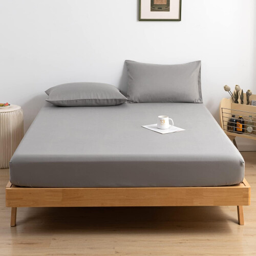 (Super King 182x200cm) Single Fitted Sheet Bed Sheets 25CM Extra Deep Pocket Soft and Breathable Fitted Bedding Sheets