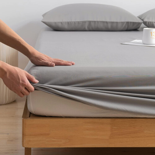 (Super King 182x200cm) Single Fitted Sheet Bed Sheets 25CM Extra Deep Pocket Soft and Breathable Fitted Bedding Sheets 2