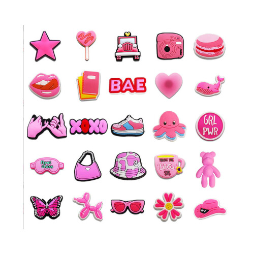 100 Pcs Girls Croc Charms Pink Croc Charms for Girls Women