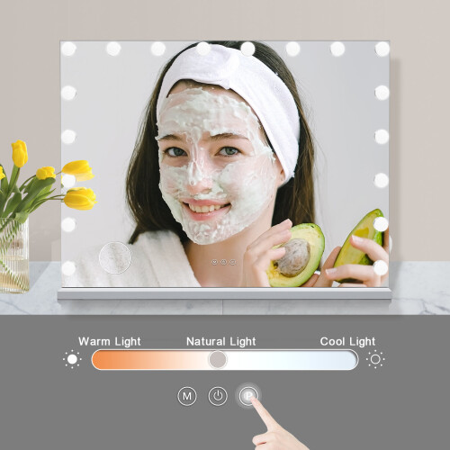 ELECWISH 18 LED Light Up Hollywood Mirror Vanity Dimmable Make Up Mirror 80x63 1