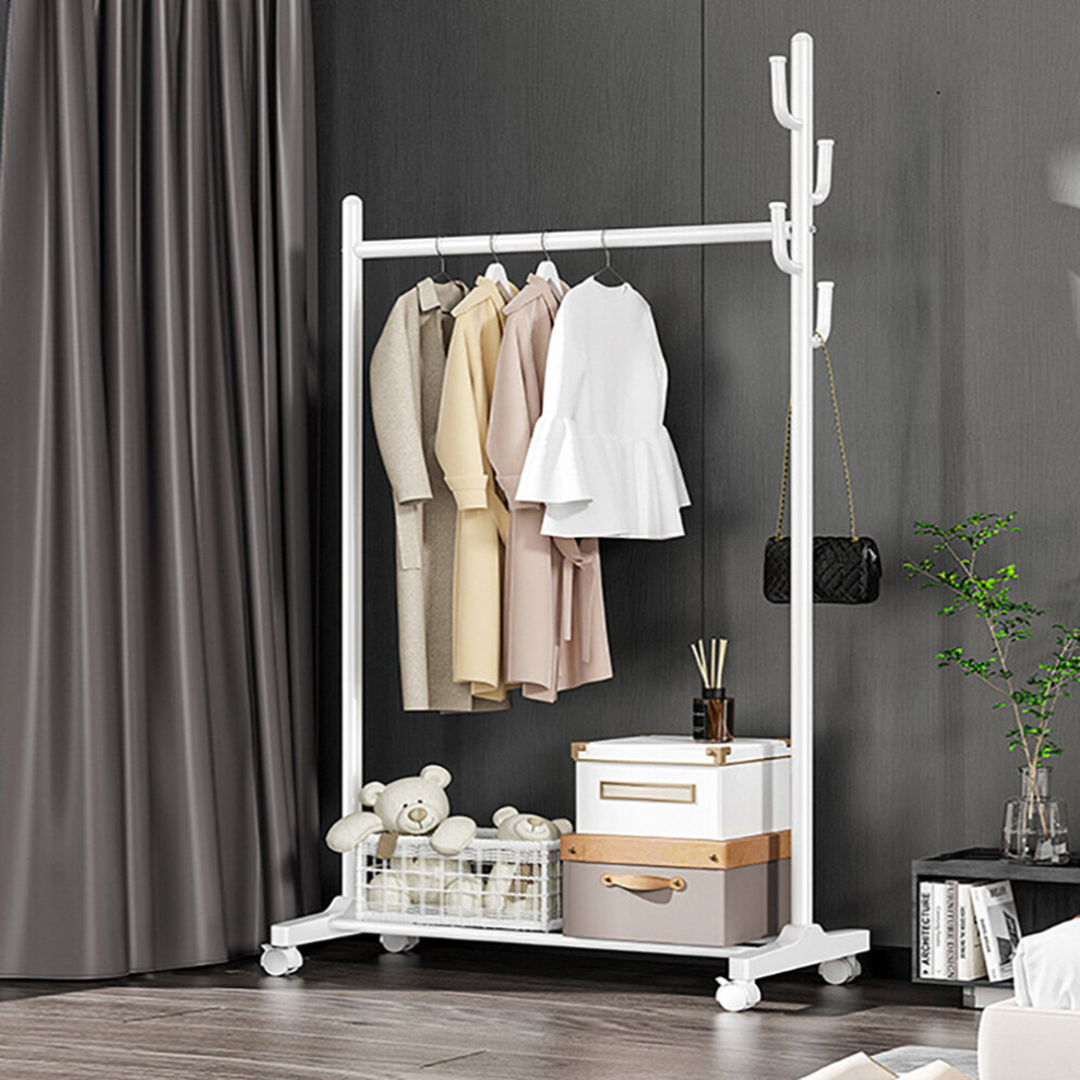 (White) Clothes Hanging Rack with Wheels