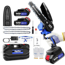 (6-Inch with two Batteries)Mini Chainsaw 4/6-Inch Cordless Electric Chain Saw with Battery for Makita