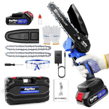 (6-Inch with One Battery) Brushless Mini Chainsaw 4/6-Inch Cordless Electric Chain Saw with Battery for Makita