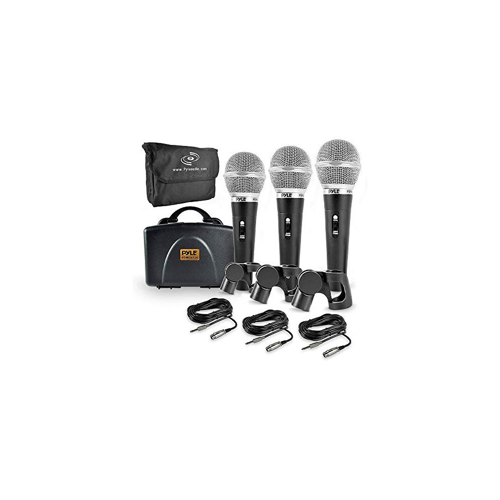 3 Piece Professional Dynamic Microphone Kit Cardioid Unidirectional Vocal Handheld MIC with Hard Carry Case & Bag, Holder/Clip & 26ft XLR Audio Cable