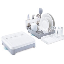 TS10390101 Foldaway Dish Rack, White, 10.5 x 30.4 x 30.2 cm