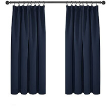 Super Soft Curtains Thermal Insulated Pencil Pleat Blackout Curtains for Bedroom 46 x 54 Navy Blue One Pair
