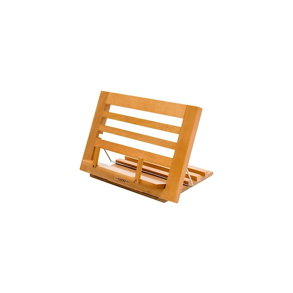 Cookbook Stand Wooden Bookrest Cookery Recipe Holder Reading Rest -34 x 24 x 2 cm Adjustable Height - For Kitchen Home Office Book iPad Tablet -