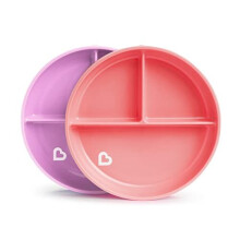 Stay Put Divided Plates, 2x Kids Divided Plate Set, Baby & Toddler Plate with Compartments, Suction Plate for Babies 6 Months & Over, BPA Free Plate,