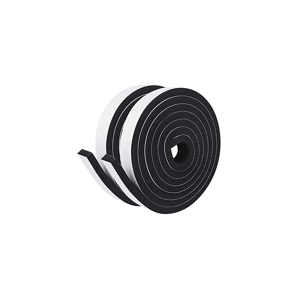 Door Seal Foam Tape 12Mm(W) X 10Mm(T) Weather Stripping For Doors And Windows Neoprene Gasket Tape, Total 4M Long (2 Rolls Of 2M Long Each) 653846708779