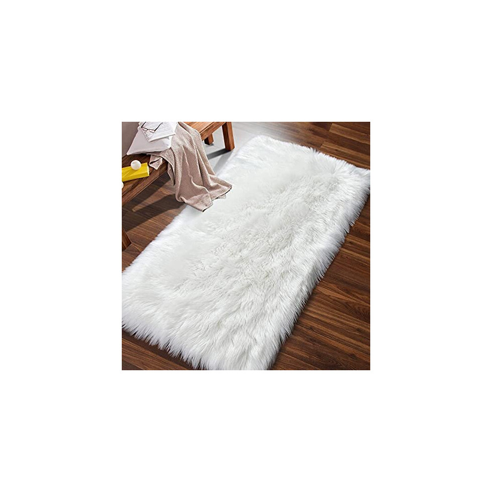Faux Sheepskin Rug,Fluffy Rug Fluffy Area Small Rugs,Shaggy Rugs for Bedroom Rug Fluffy Sofa Floor Carpet Home Decoration(Black 23.6 x 35.4 inch)