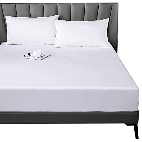 Lirex Fitted Sheet Queen 100% Cotton 300 Thread Count Soft Breathable Fitted Sheet White
