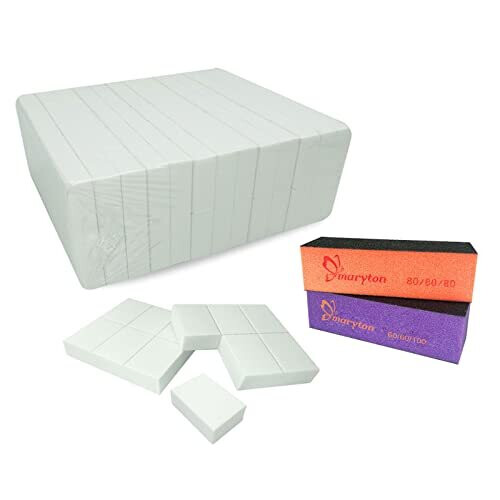 Nail Buffer Mini Block File 100/120 Grit Disposable Bulk, 130 Count (White) 1