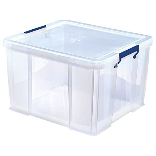 Fellowes Bankers Box 48L Plastic Storage Box with Lids, ProStore Super Strong Stackable Plastic Storage Boxes (30 x 41 x 37 cm), Clear