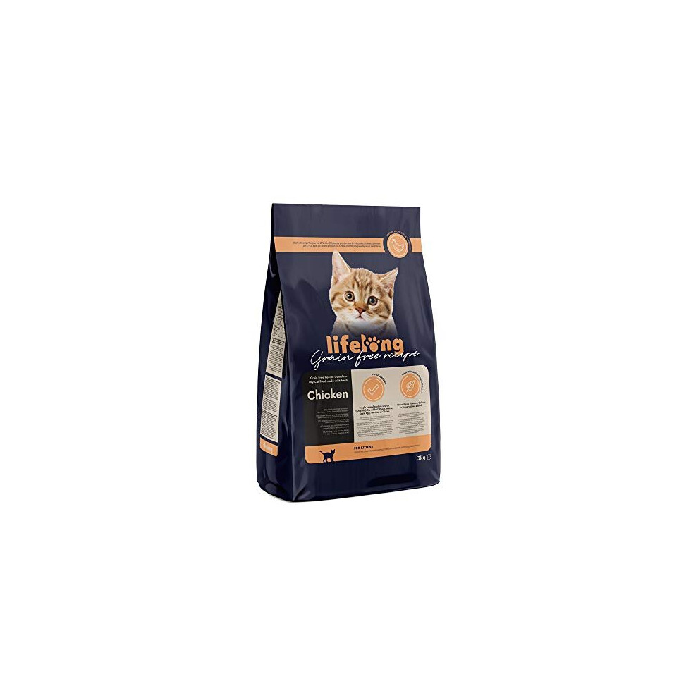 Lifelong Amazon Brand - Grainfree Recipe Dry Cat Food (Kitten) With Fresh Chicken - 3Kg