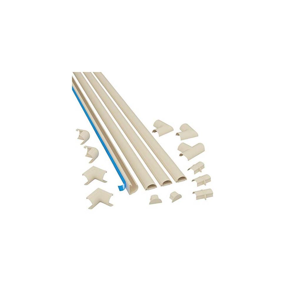 Micro+ Cable Trunking 4-Meter Pack, Half Round Cable Cover, Paintable, Self-Adhesive Wire Cover, Hide Tv Wires, Cable Management - 4X 20Mm (W) X 10Mm 5056335600410