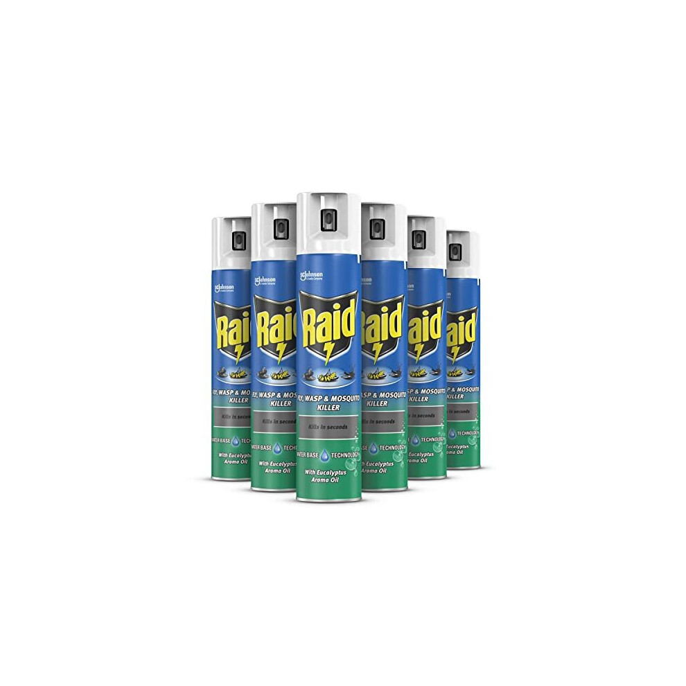 Fly, Wasp & Mosquito Killer with Eucalyptus Aroma Oil, Fly Killer Spray For Indoor Use, Pack of 6 (6 x 300ml)