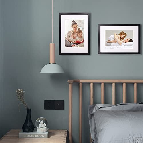 A3 Photo Frame Black - Solid Wood Frame with Acrylic Glass Front and Two Mats for Wall Mounting 2