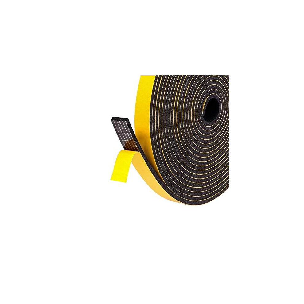 Foam Rubber Seal Tape 6Mm(W) X 1.5Mm(T) Window Door Draught Excluder Air Conditioner Anti-Collision Strong Adhesive Weather Stripping Tape 2 Rolls Of 653846954626