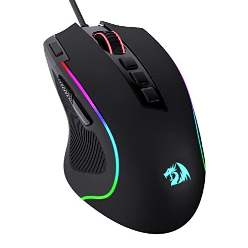 M612 Predator RGB Gaming Mouse, 8000 DPI Wired Optical Gamer Mouse with 11 Programmable Buttons & 5 Backlit Modes, Software Supports DIY Keybinds