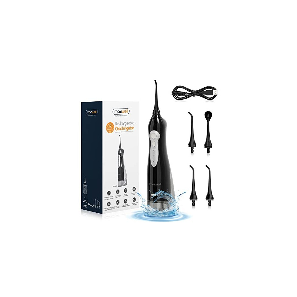 Advanced Cordless Water Flosser - USB Rechargeable, IPX7 Waterproof, 3 Modes, 3 Jet Tips + Tongue Scraper, 300ml Tank for Teeth, Braces & Bridges