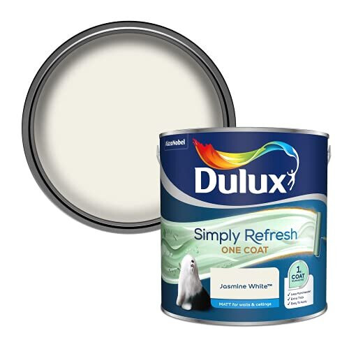 Dulux Simply Refresh Matt Emulsion Paint - Jasmine White - 2.5L, 5382883